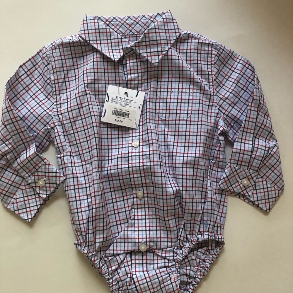 JANIE & JACK 6 12 NWT Poplin Plaid Top,4th July